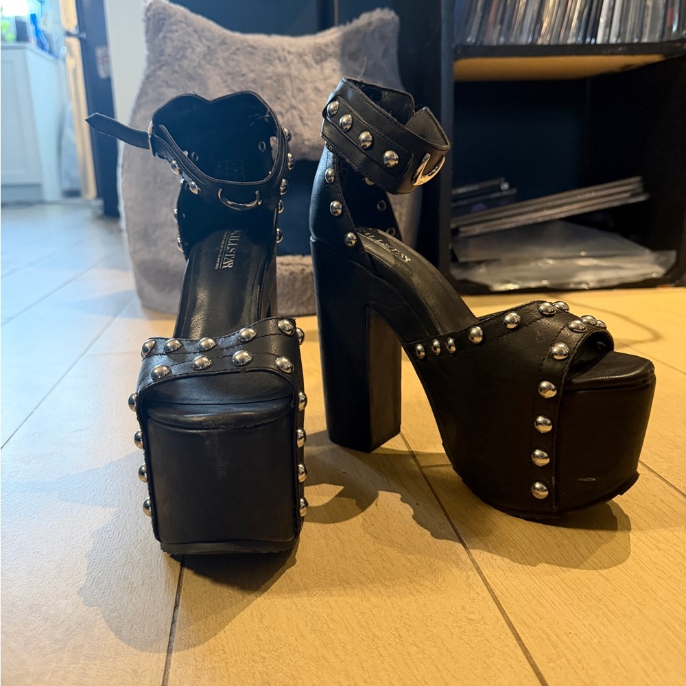 Killstar Black Studded Platform Heels